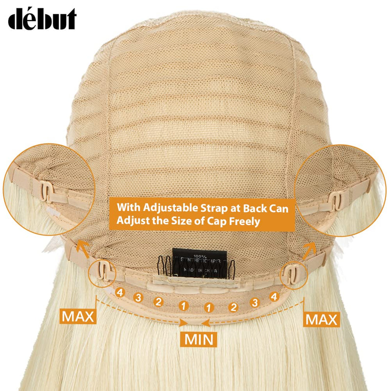 DÉBUT Lace Front Perücke Super lange Glatte Perücke für Damen 95 cm 260g Kunsthaar Hitzebeständige F