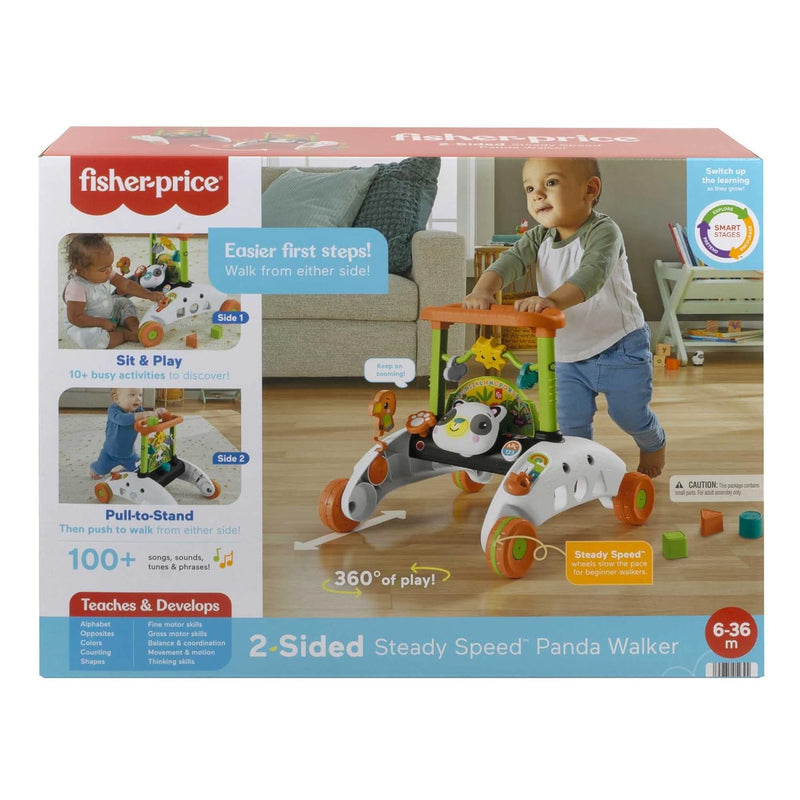 Fisher-Price HJY73 - 2-Seiten Panda-Lauflernwagen, mitwachsendes interaktives Spiel-Center mit über