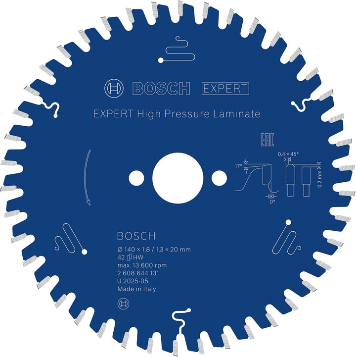 Bosch Professional Kreissägeblatt Expert for High Pressure Laminate (140 x 20 x 1,8 mm, 42 Zähne, Zu