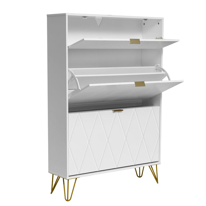 UEV Schuhschrank mit 2 Klappen, 80 x 24 x 120 cm für 16 Paar Schuhe mit 1 Schubladen, Schuhschrank W