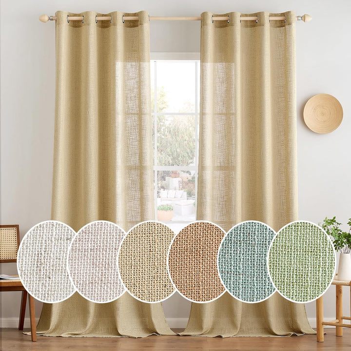 MIULEE Gardinen Vorhänge mit ösen Voile Vorhang Modern Leinenoptik Halbtransparent für Wohnzimmer Kü