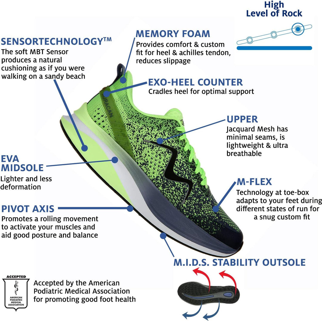MBT Herren Huracan-3000 Lace Up M Sneaker 42 EU Grün Lime Grn Blue Indigo, 42 EU Grün Lime Grn Blue