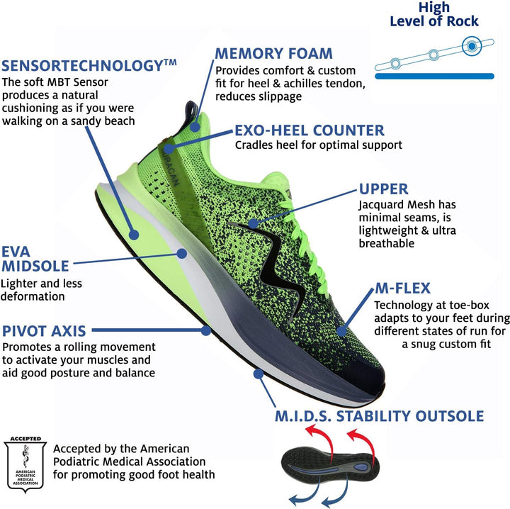 MBT Herren Huracan-3000 Lace Up M Sneaker 42 EU Grün Lime Grn Blue Indigo, 42 EU Grün Lime Grn Blue