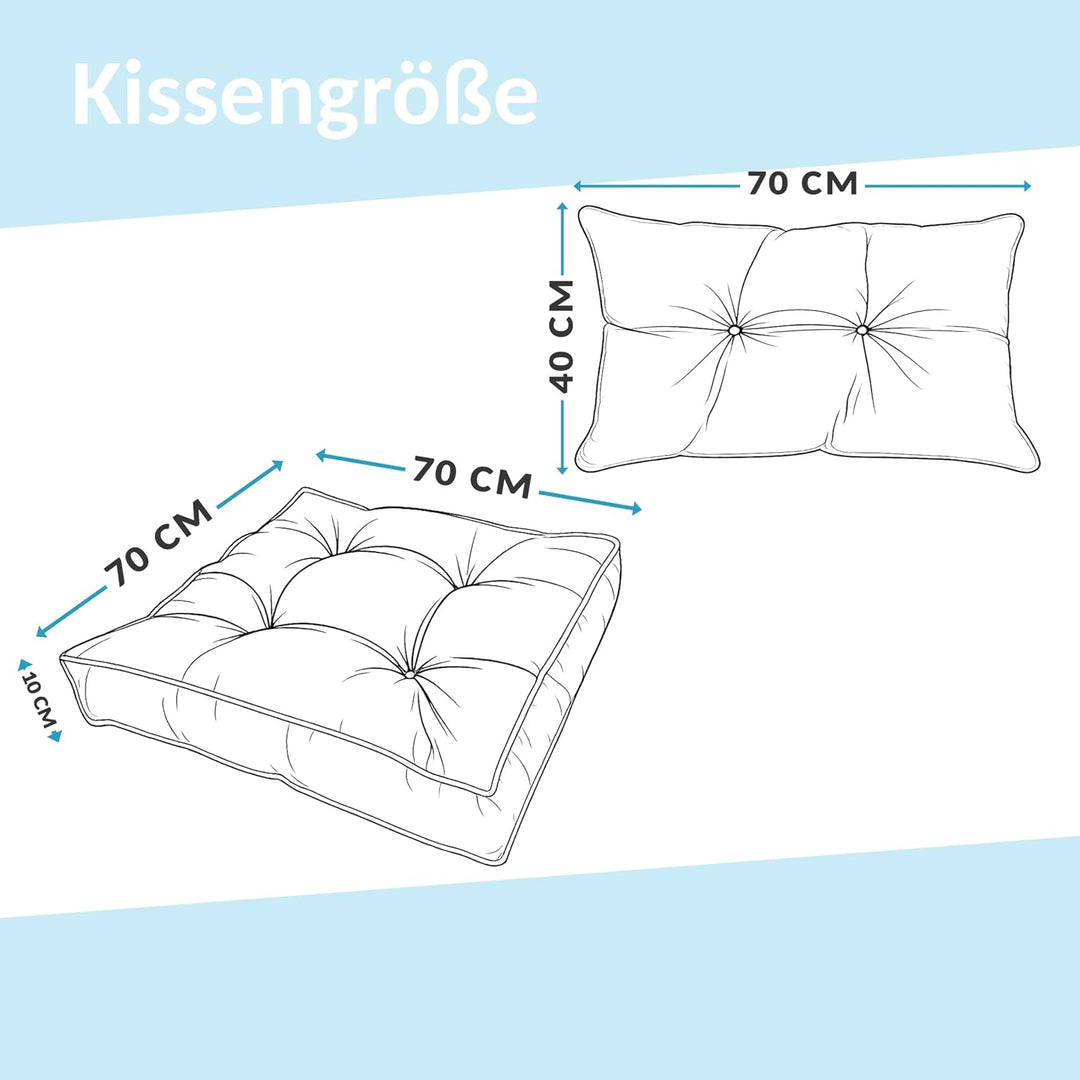 POKAR Loungekissen Stuhlkissen für Stuhl Rattanmöbel Gartenmöbel Kissen, 2er Set (1x Sitzkissen 70x7
