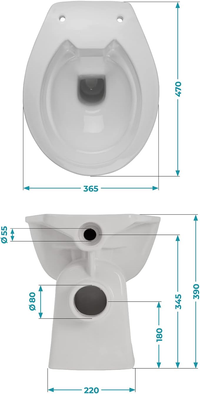Calmwaters Stand-WC spülrandlos in Manhattan-Grau, Tiefspüler mit Abgang waagerecht, hygienische Toi