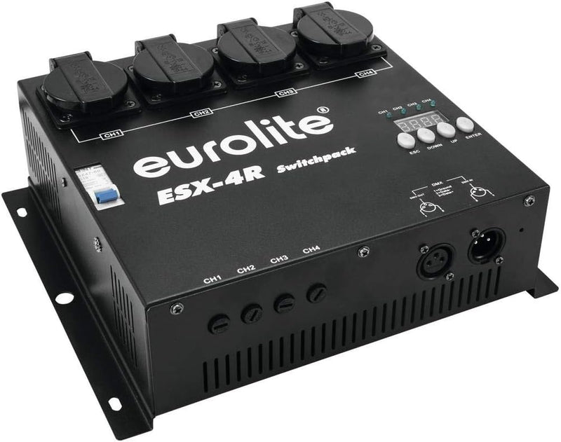 EUROLITE ESX-4R DMX RDM Switchpack | 4-Kanal-DMX-Switchpack bis zu 5 Ampere belastbar, Schaltung per