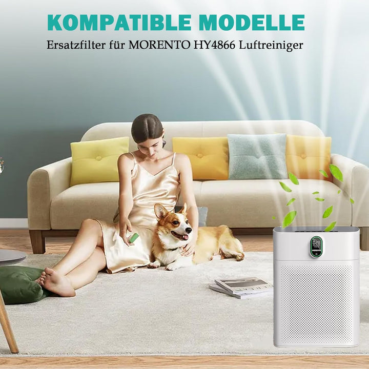 HY4866 Ersatzfilter für MORENTO HY4866 Luftreiniger 3-in-1 H13 Ersatz HEPA Filter Hocheffizienter Ak