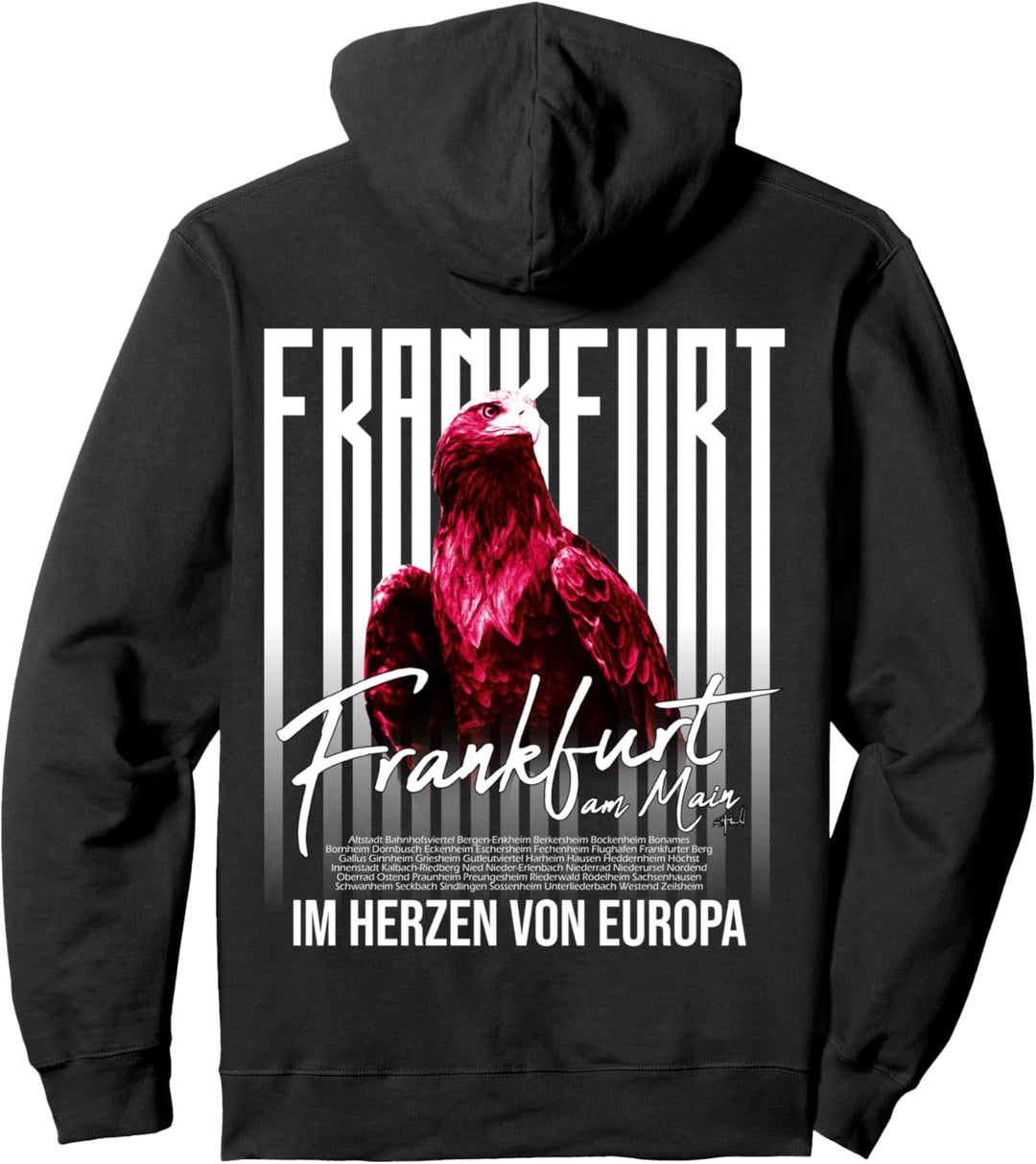 GROSSER RÜCKENPRINT Frankfurt Main Herz von Europa Fussball Pullover Hoodie