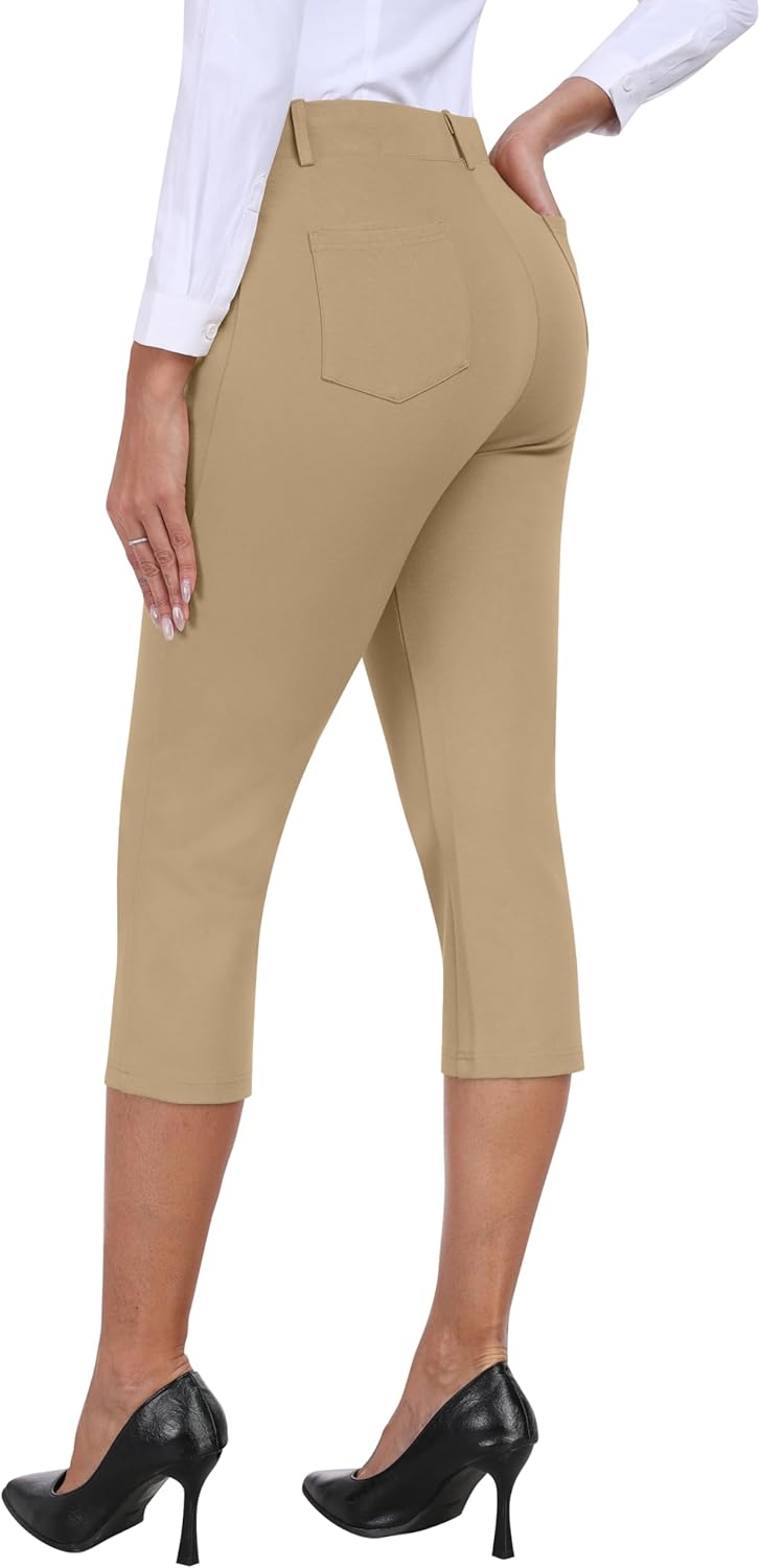 AjezMax Damen Golfhosen Capri Business Hose Elegante Hosen Atmungsaktiv Yoga Büro Anzughosen Elastis