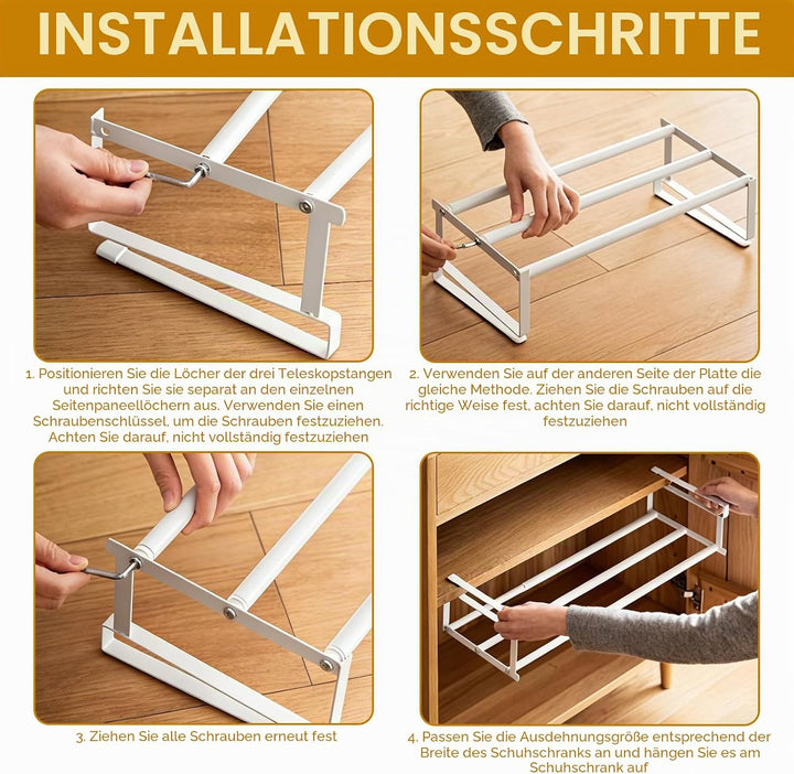 Hängendes Schuhregal Organizer 40–70 cm Ausziehbar – Erweiterbarer Regal Organizer unter dem Schrank