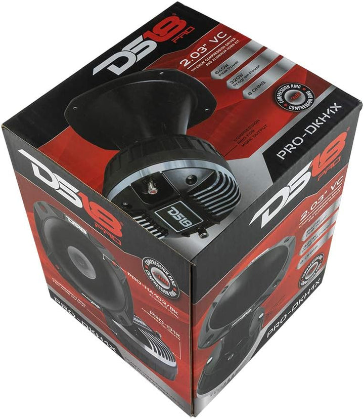 DS18 PRO-DKH1X Titan-Kompressionstreiber mit 5,1-cm-Sucher und Aluminium-Horn-Kit – 640 W, 8 Ohm Mit
