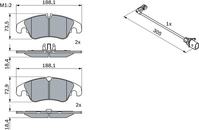 Bosch BP1131 Bremsbeläge - Vorderachse - ECE-R90 Zertifizierung - vier Bremsbeläge pro Set