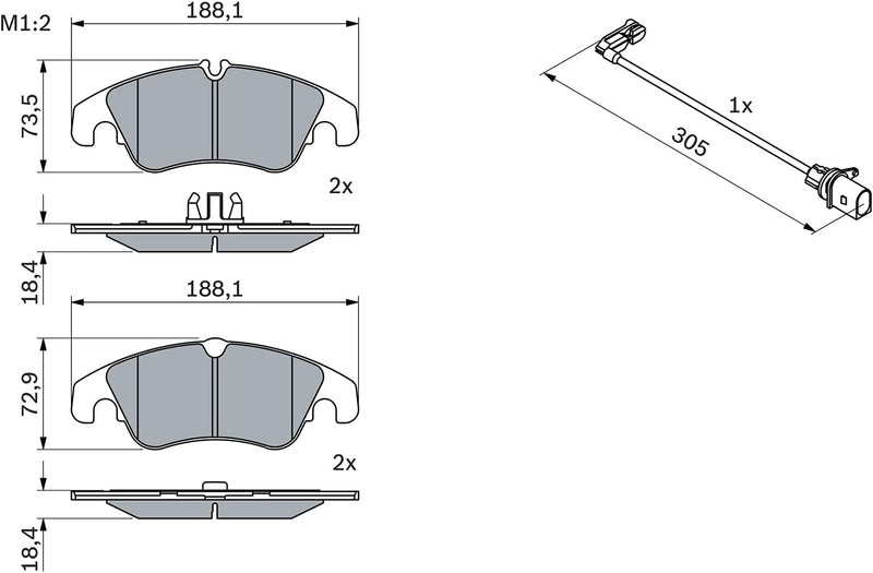 Bosch BP1131 Bremsbeläge - Vorderachse - ECE-R90 Zertifizierung - vier Bremsbeläge pro Set