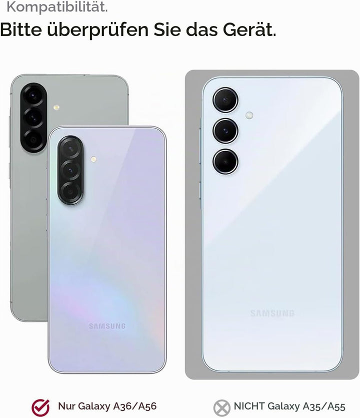Miimall Panzer Hülle für Samsung A36 / A56 5G Handyhülle mit Displayschutz Glas, Kompatibel für MagS