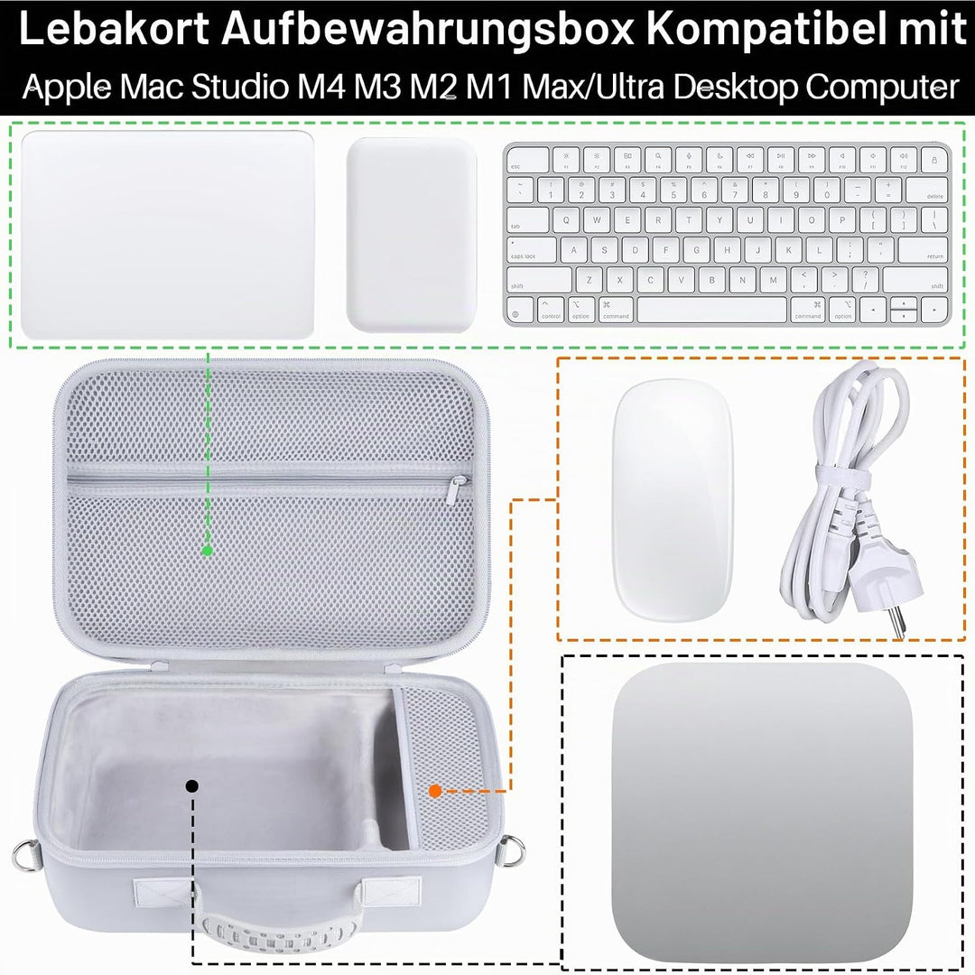 Lebakort Hart Schutzhülle Etui für Apple Mac Studio M4 Max Desktop Computer | Tasche für Mac Studio