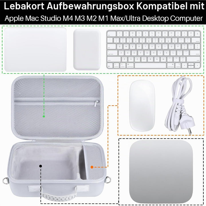Lebakort Hart Schutzhülle Etui für Apple Mac Studio M4 Max Desktop Computer | Tasche für Mac Studio