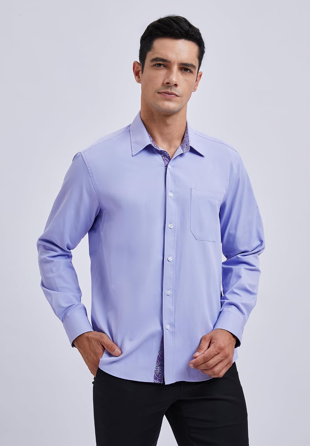 HISDERN Herren Hemd formelle Freizeithemd Businesshemden Freizeithemden Langarm Baumwolle Klassisch