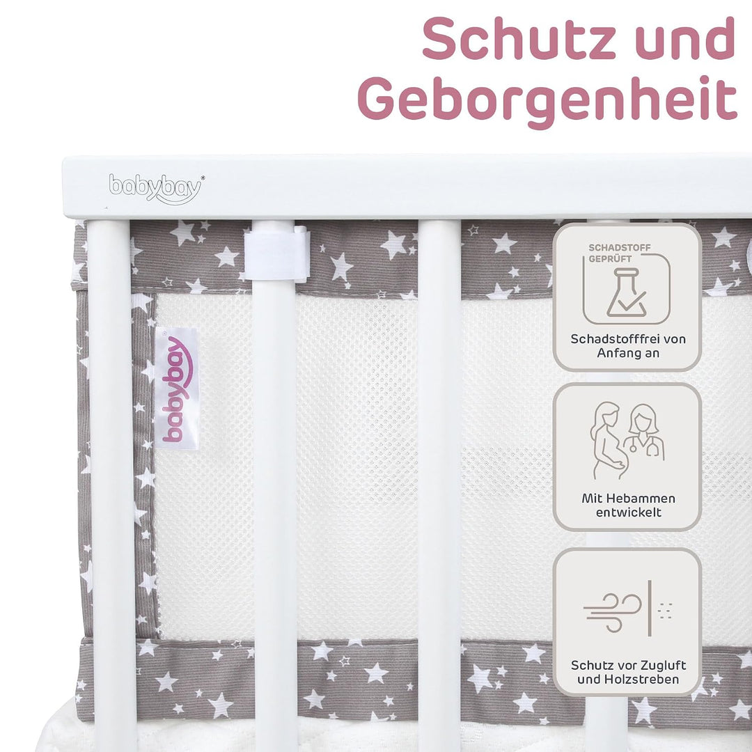 babybay Nestchen 3D Mesh-Piqué passend für Modell Boxspring XXL, taupe Sterne weiss Taupe Sterne Wei
