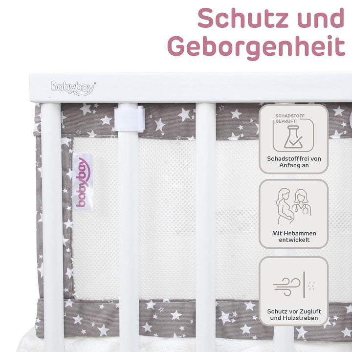 babybay Nestchen 3D Mesh-Piqué passend für Modell Boxspring XXL, taupe Sterne weiss Taupe Sterne Wei