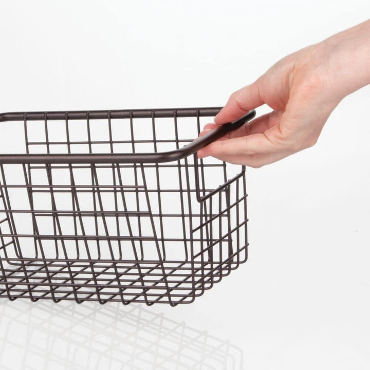 mDesign Aufbewahrungskorb mit Griffen – praktische Gitterbox aus rostbeständigem Metall – moderner D
