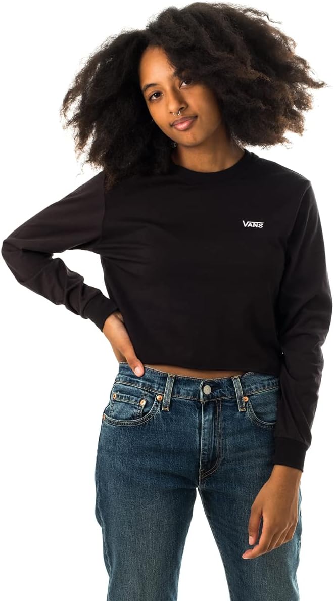 Vans T-Shirt Donna Wm Junior V Ls Crop Vn0a4ouqblk L Schwarz, L Schwarz