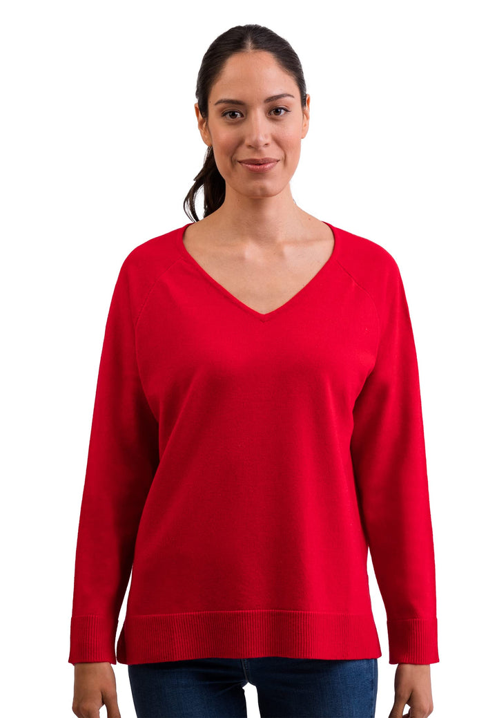 CASH-MERE.CH 100% Kaschmir Damen Pullover mit geradem Schnitt und Seitenschlitz | Sweater V-Ausschni