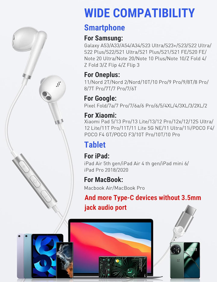 iMangoo USB C Kopfhörer für iPhone 17 16 15 Pro Max Galaxy S26 Ultra A17 | USB C Headset mit Mikrofo
