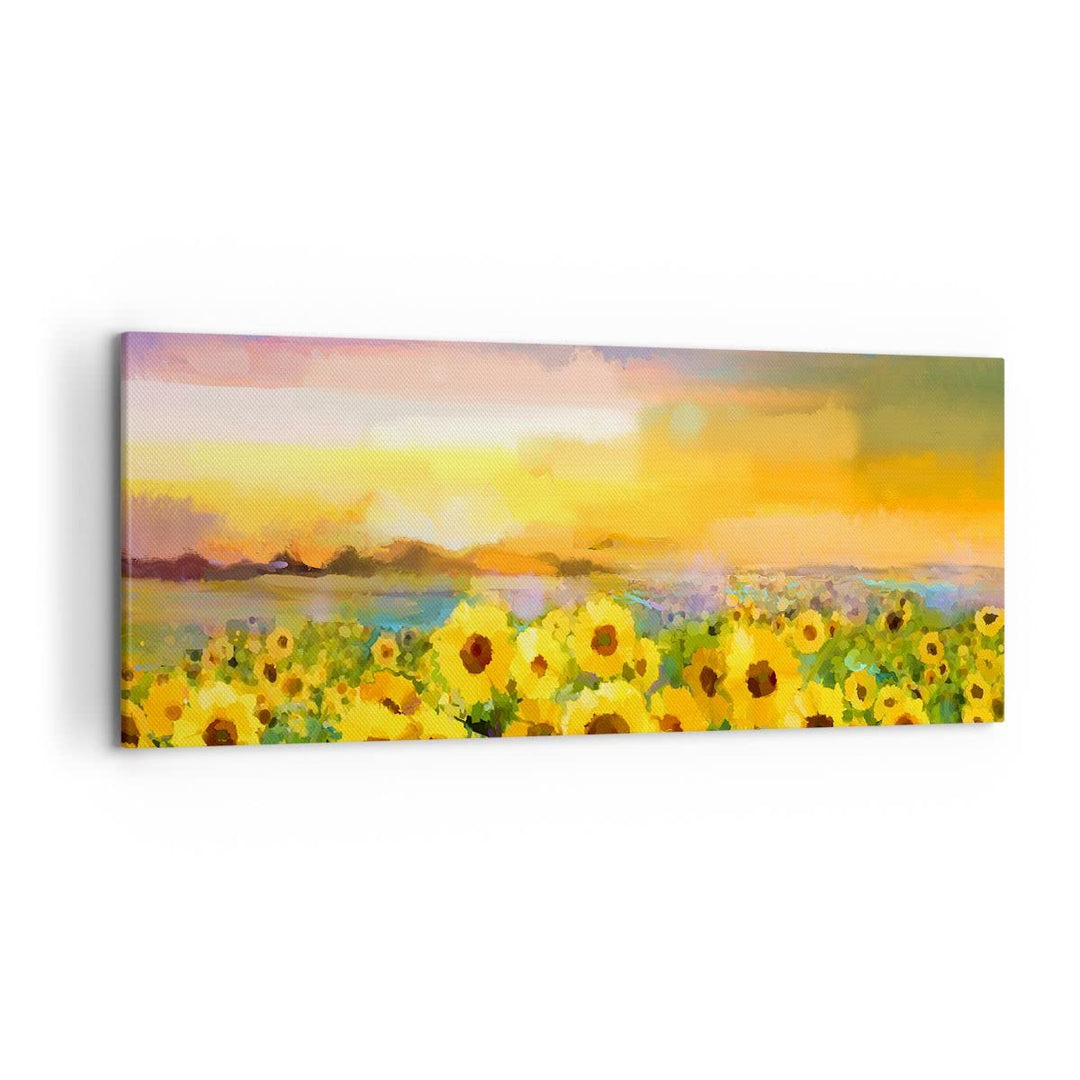 Wandbilder Dekoration Wohnzimmer Sonnenblumen Blume Panorama Bilder auf Leinwand 120x50cm Leinwandbi