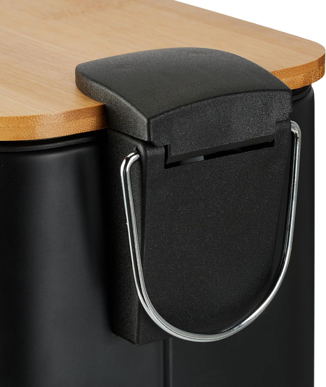 Relaxdays Mülleimer Bad, 5 Liter, entnehmbarer Inneneimer, Kosmetikeimer, Metall, Badmülleimer mit B