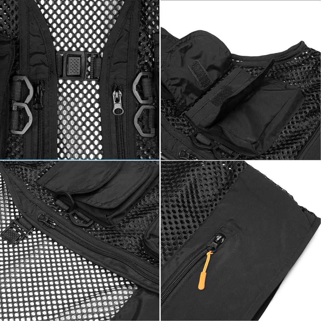 Freiesoldaten Herren Multi Pocket Weste Draussen Angeln Camping Mantel Atmungsaktives Netz Lässige W