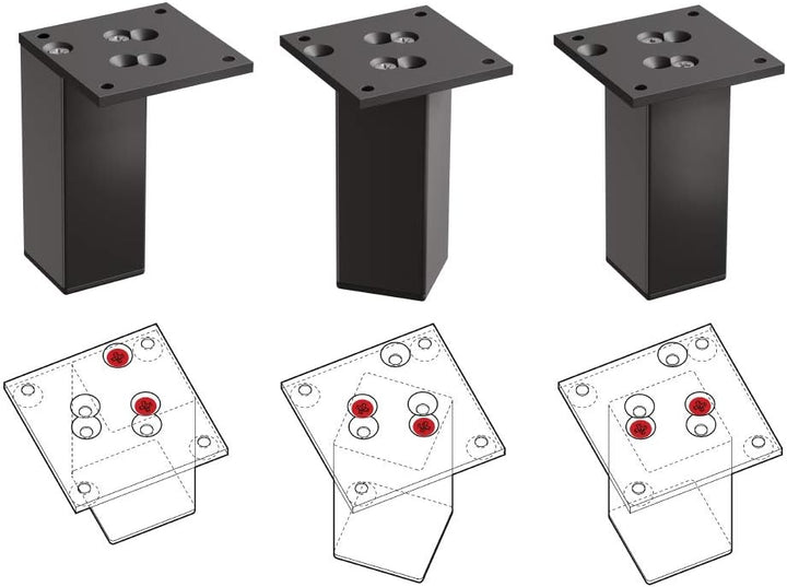 sossai® Exklusiv - Aluminium Möbelfüsse | E4MF-N | 4er Set | Höhe: 80mm | Farbe: Schwarz 4 Stück, Hö