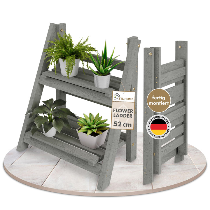 Blumentreppe "Flower Ladder S" 52x41x24cm hellgrau - 2-Stufen Blumenleiter dekorativ &amp; wetterfest au