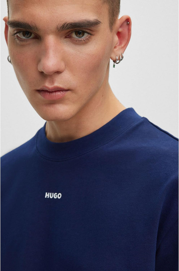 HUGO Herren Dapolino Relaxed-Fit T-Shirt aus Baumwoll-Jersey mit Logo-Print M Navy412, M Navy412
