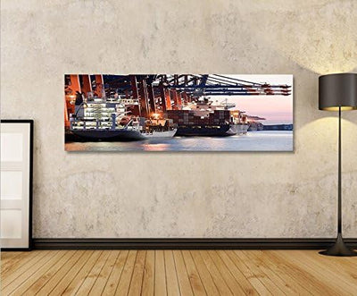 islandburner Bild Bilder auf Leinwand Containerhafen Hamburg Hafen Panorama XXL Poster Leinwandbild