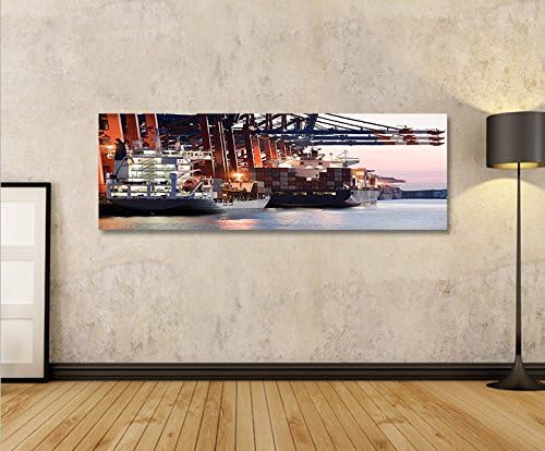 islandburner Bild Bilder auf Leinwand Containerhafen Hamburg Hafen Panorama XXL Poster Leinwandbild