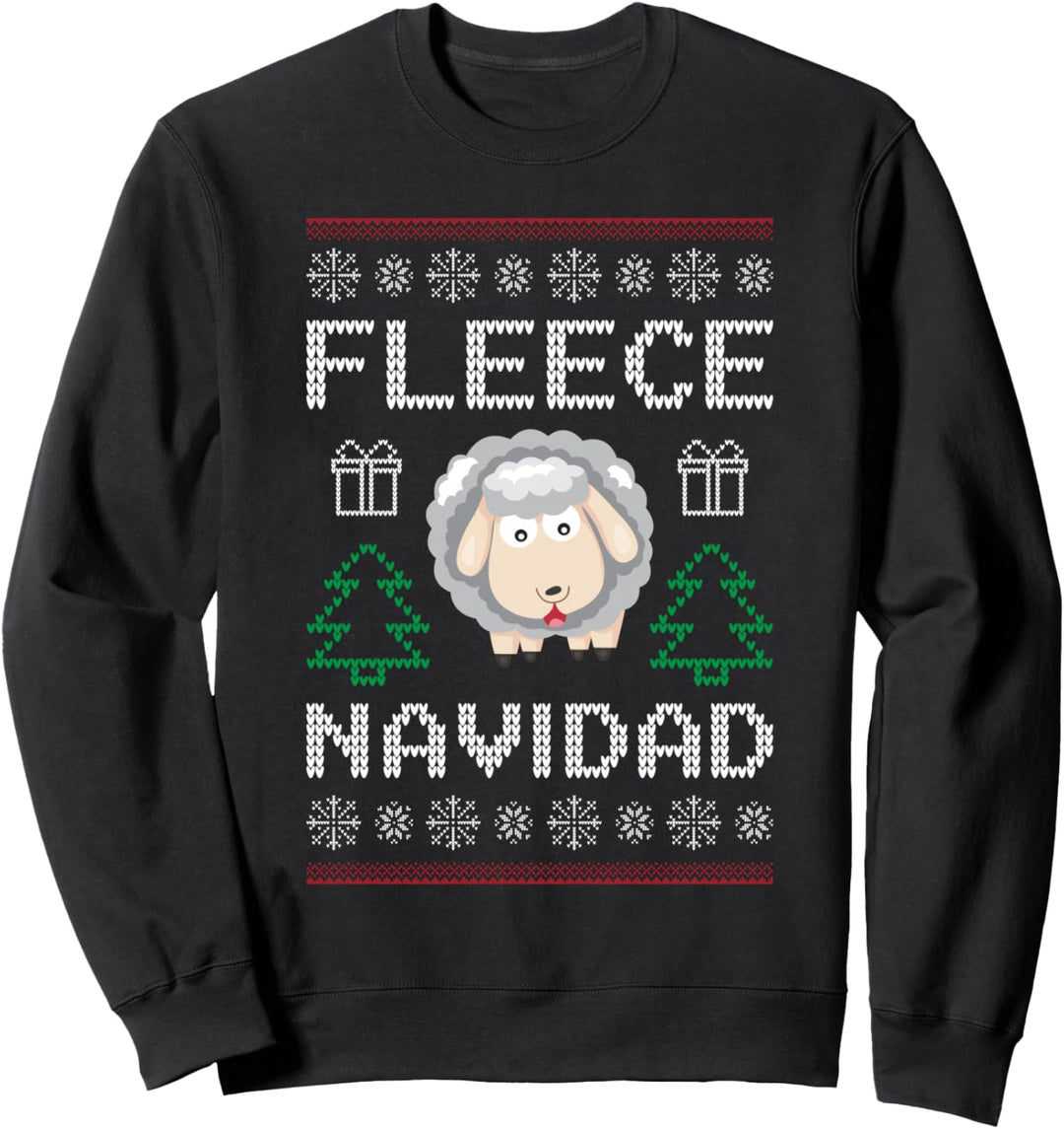 Fleece Navidad Schaf Lustiger hässlicher Weihnachtspullover Sweatshirt