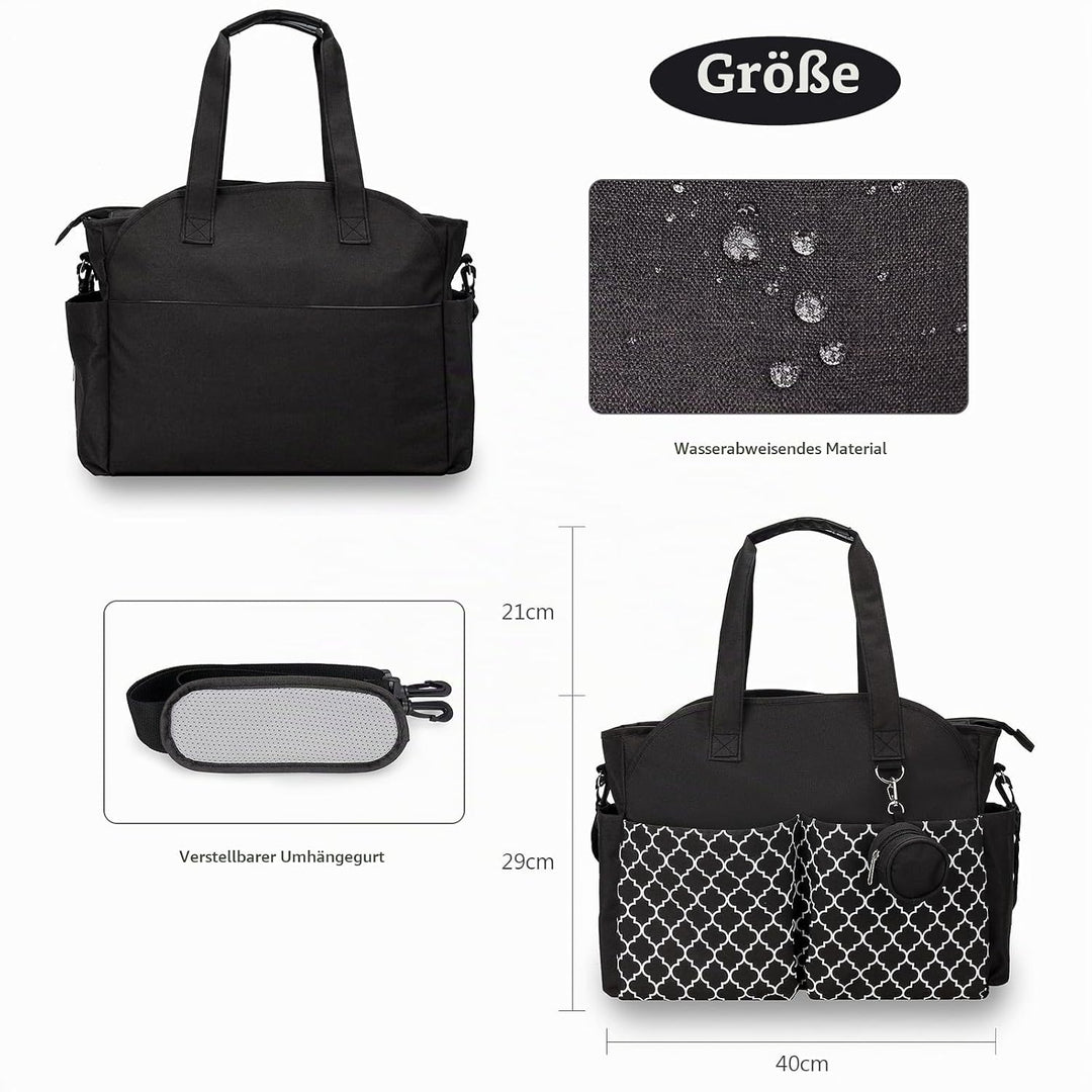 Baby Wickeltasche, 13 Taschen, Reise Wickeltasche Henkeltaschen Portable Babytasche mit Schnullertas