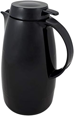 Helios Servitherm Thermoskanne Schwarz 1,3L – 6h Heiss - Hält Getränke heiss & kalt – Einhandbedienu