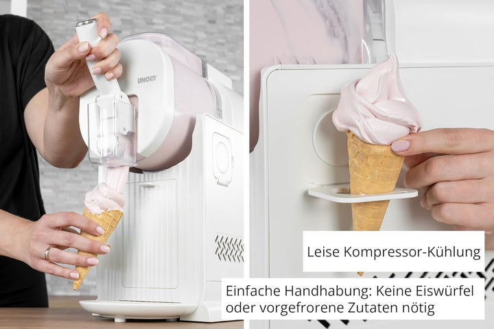 Unold 2in1 Slush- & Softeismaschine Sofia in Creme | mit leiser Kompressor Kühlung, 5 Programme, 2L