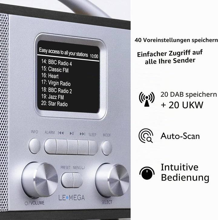 Tragbares DAB Radio | Digitalradios netz- und Batteriebetrieben | DAB Radiowecker | UKW-Radio,Blueto