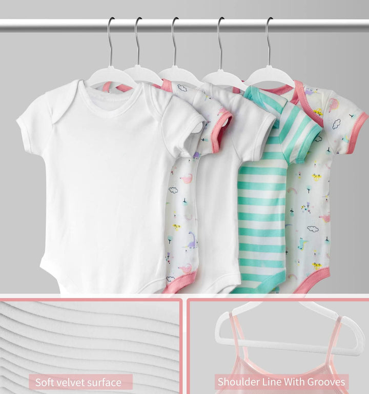 MangoKit Anti-Rutsch-Kinder Kleiderbügel aus Samt, Ultra-schlanke, platzsparende Baby-Kleiderbügel a