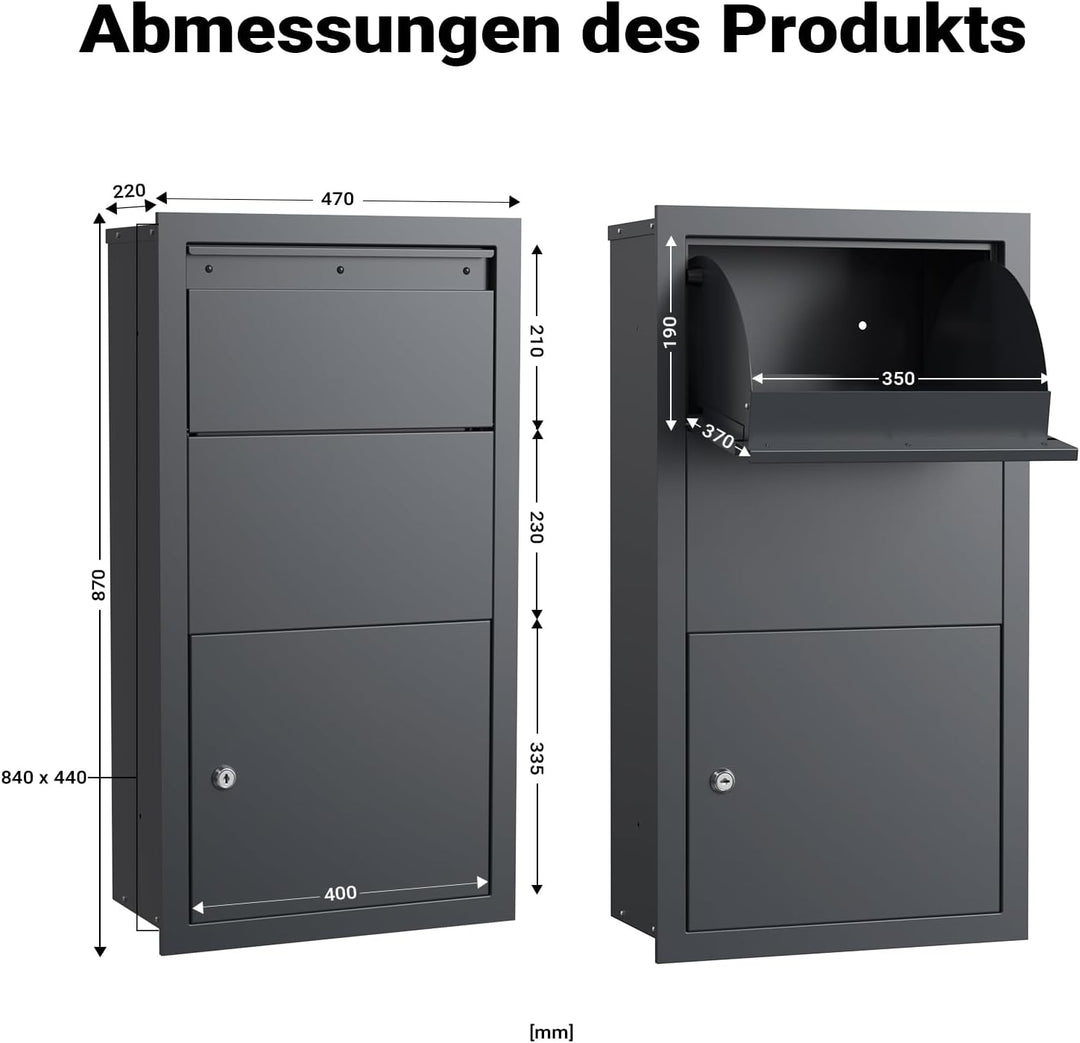 XPOtool Paketkasten Anthrazit 470 x 220 x 870 mm, Paketbox Zuhause, Private Paketannahme passend für