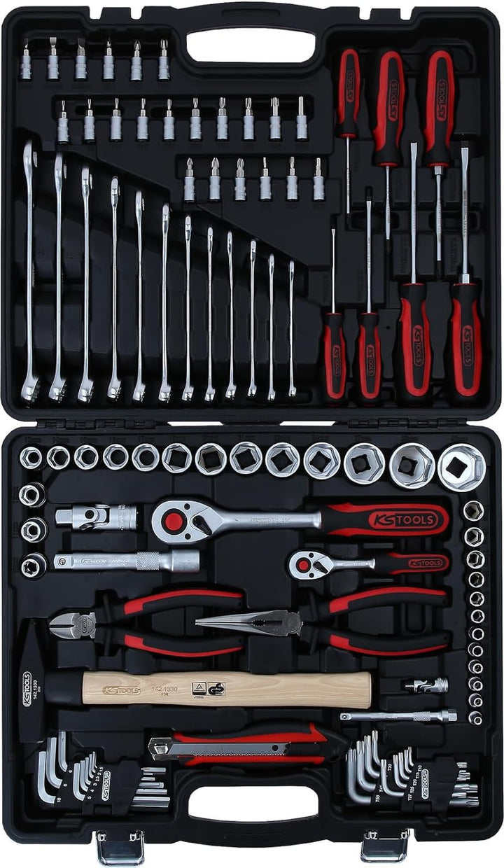 KS Tools 917.0797 1/4 Zoll + 1/2 Zoll Universal-Werkzeug-Satz | inklusive 2 Umschaltknarren, 72-Zahn