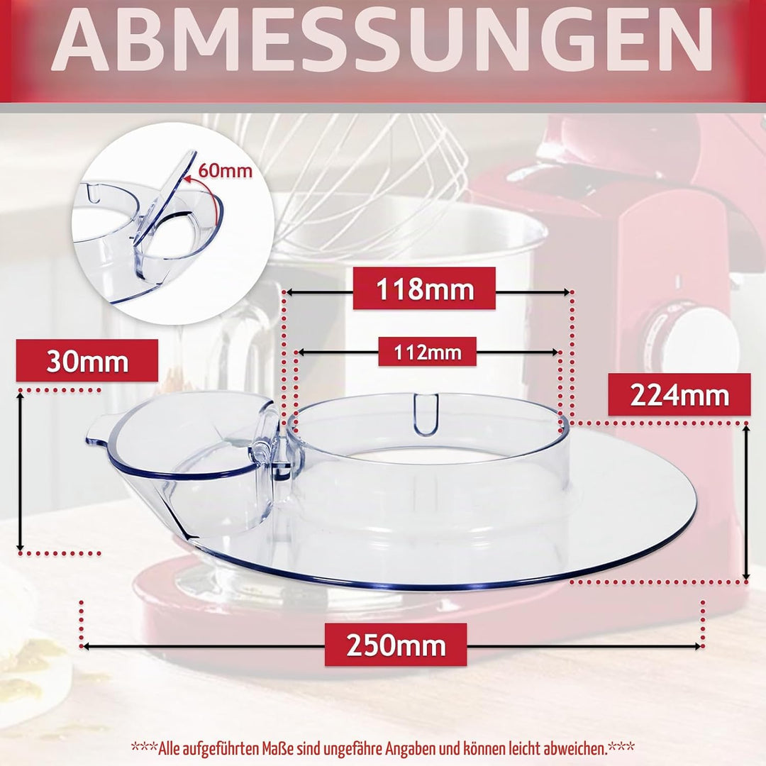 SPARES2GO Spritzschutz für Kenwood KMIX KMX75 KMX750 KMX754 KMX76 KMX760 KMX77 KMX770 Standmixer