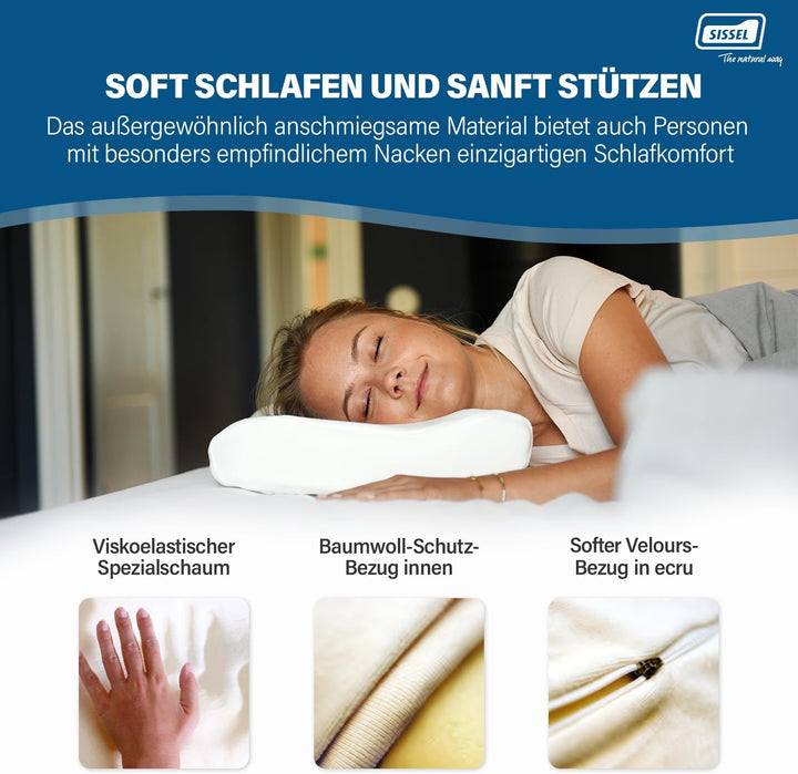 SISSEL Unisex-Erwachsene Classic Plus Orthopädisches Nackenkissen Inkl. Veloursbezug, Höhenverstellb