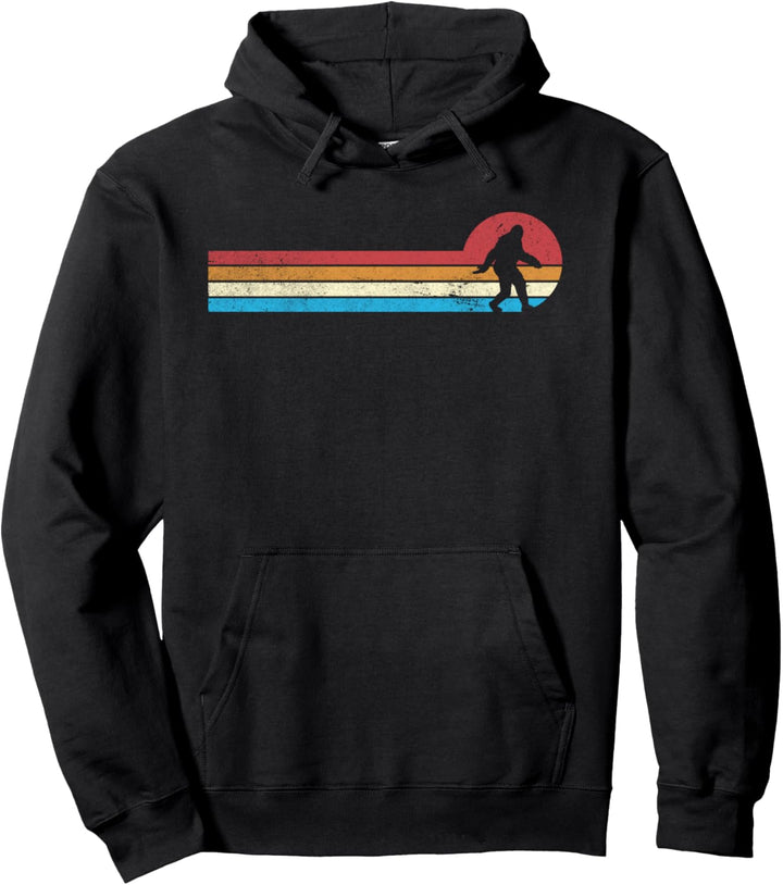 Vintage 70er Jahre Stil Retro Streifen Distressed Bigfoot Pullover Hoodie