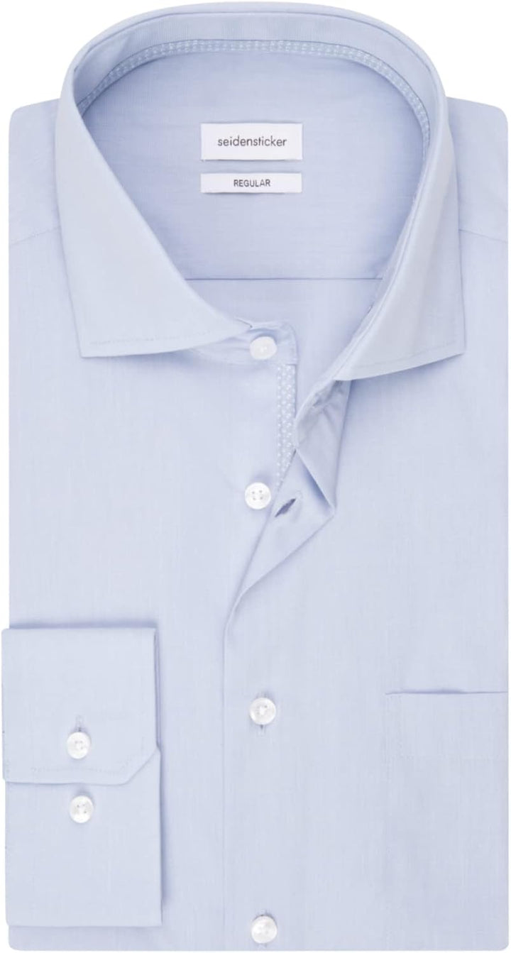 Seidensticker Herren Regular Fit Langarm Popeline Hemd (1er Pack) 40 Hellblau, 40 Hellblau