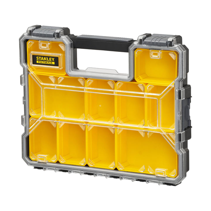 Stanley FatMax Werkzeug-Profi-Organizer (44.6 x 7.4 x 35.7 cm, flache Fächer, mit Klappdeckel und Ku