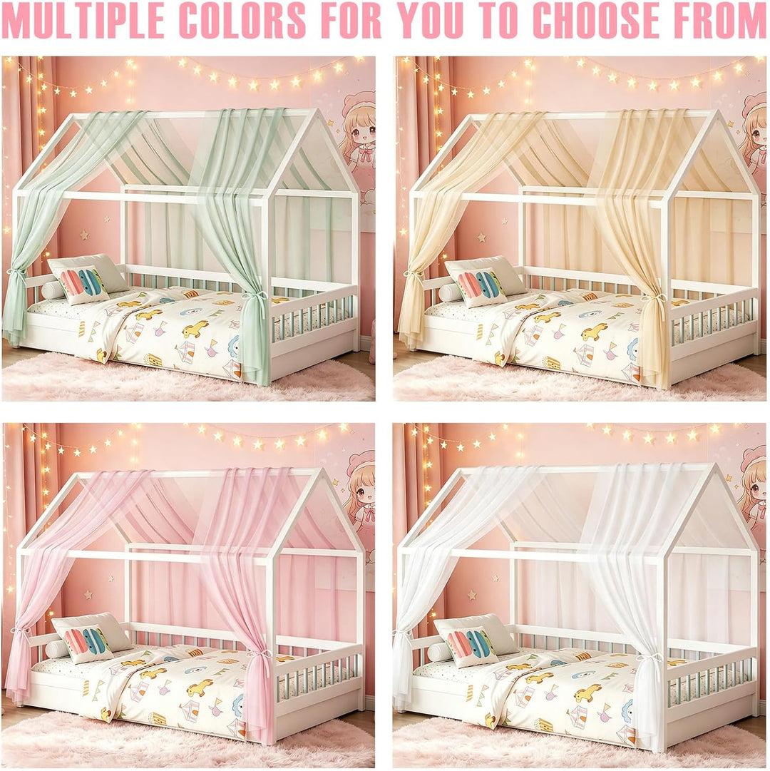 MeYuxg Hausbett Himmel Set, 2 Stück Betthimmel Hausbett für Hausbett Deko, 150x350CM Bio-Baumwolle H
