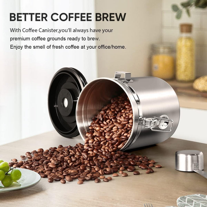 Kaffeekanister luftdichter Kaffeebehälter, luftdichter Edelstahlspeicherbehälter mit Schaufel, Kaffe